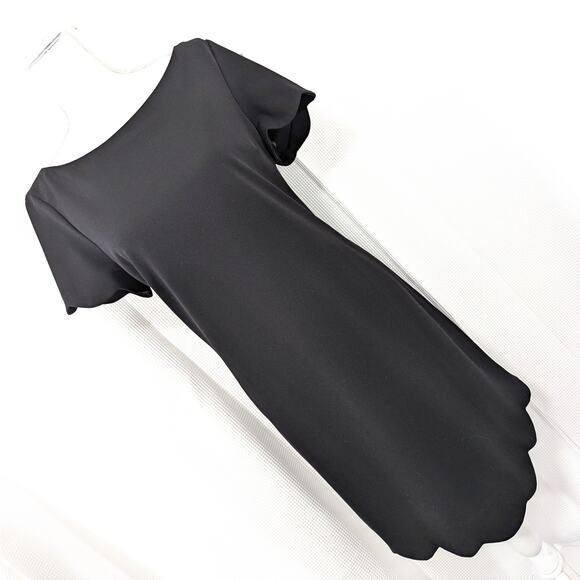 NWOT! JONES STUDIO! J- NEW YORK! ELEGANT BLACK SCALLOPED HEM/SLEEVE DRESS! SZ L - Picture 1 of 9